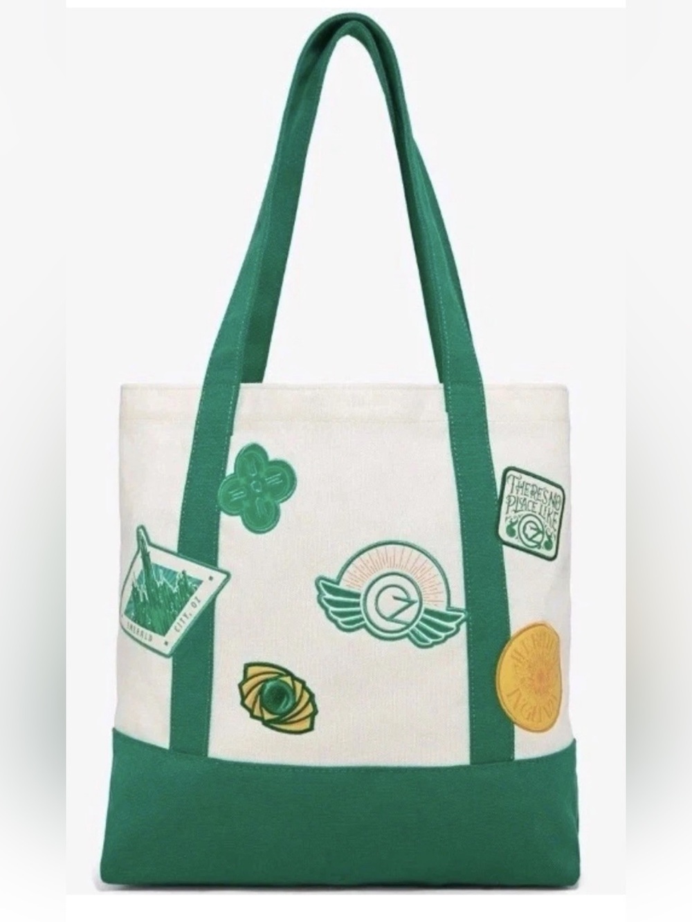 Her Universe Wicked Elphaba Cream Canvas Tote with Green patches NEW